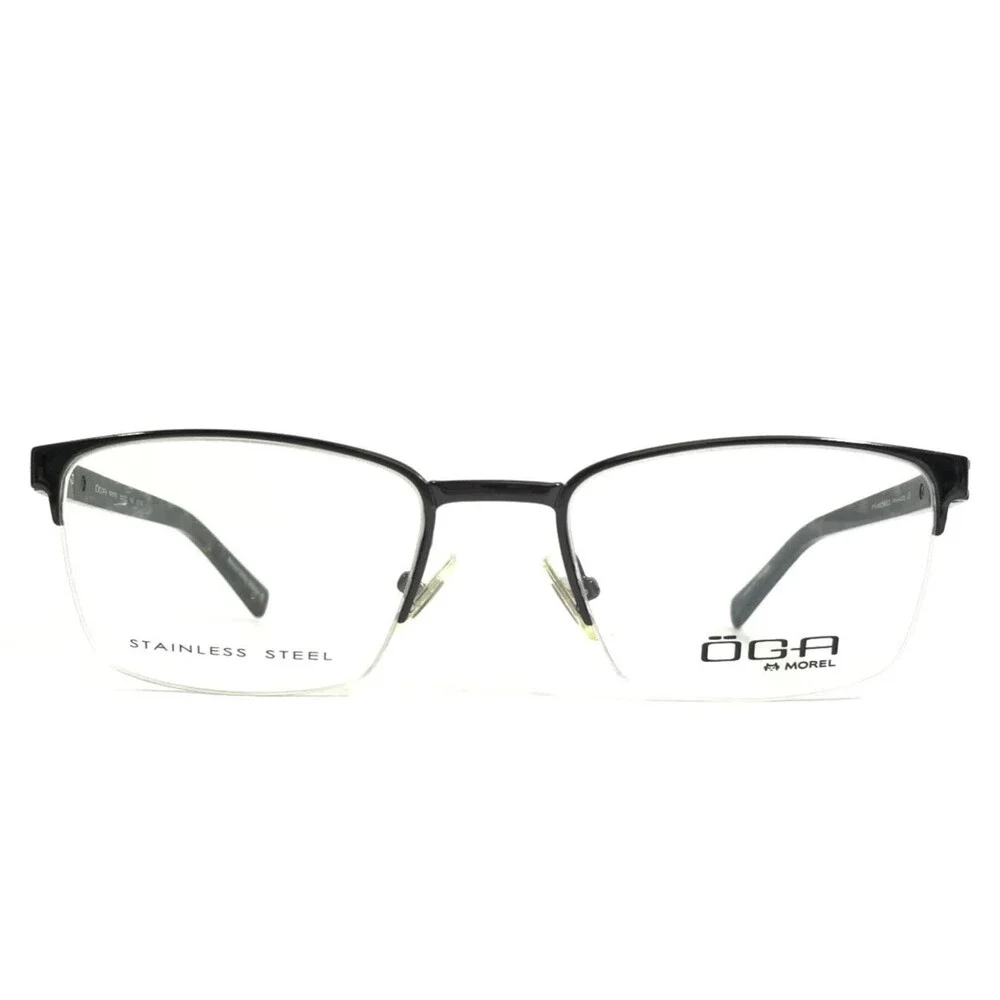 OGA by Morel Eyeglasses Frames 10019O GT06 Gray Tortoise Half Rim 53-20-140